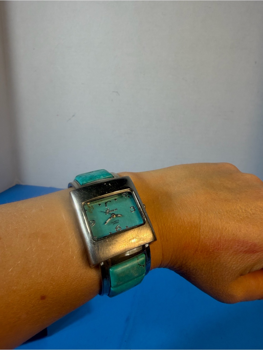 Turquoise Dial and Strap Fashion Watch - Silver Case